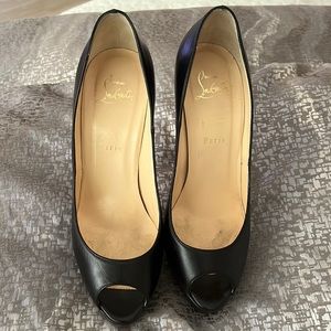 Christian Louboutin - Red sole Lady Peep Black Leather